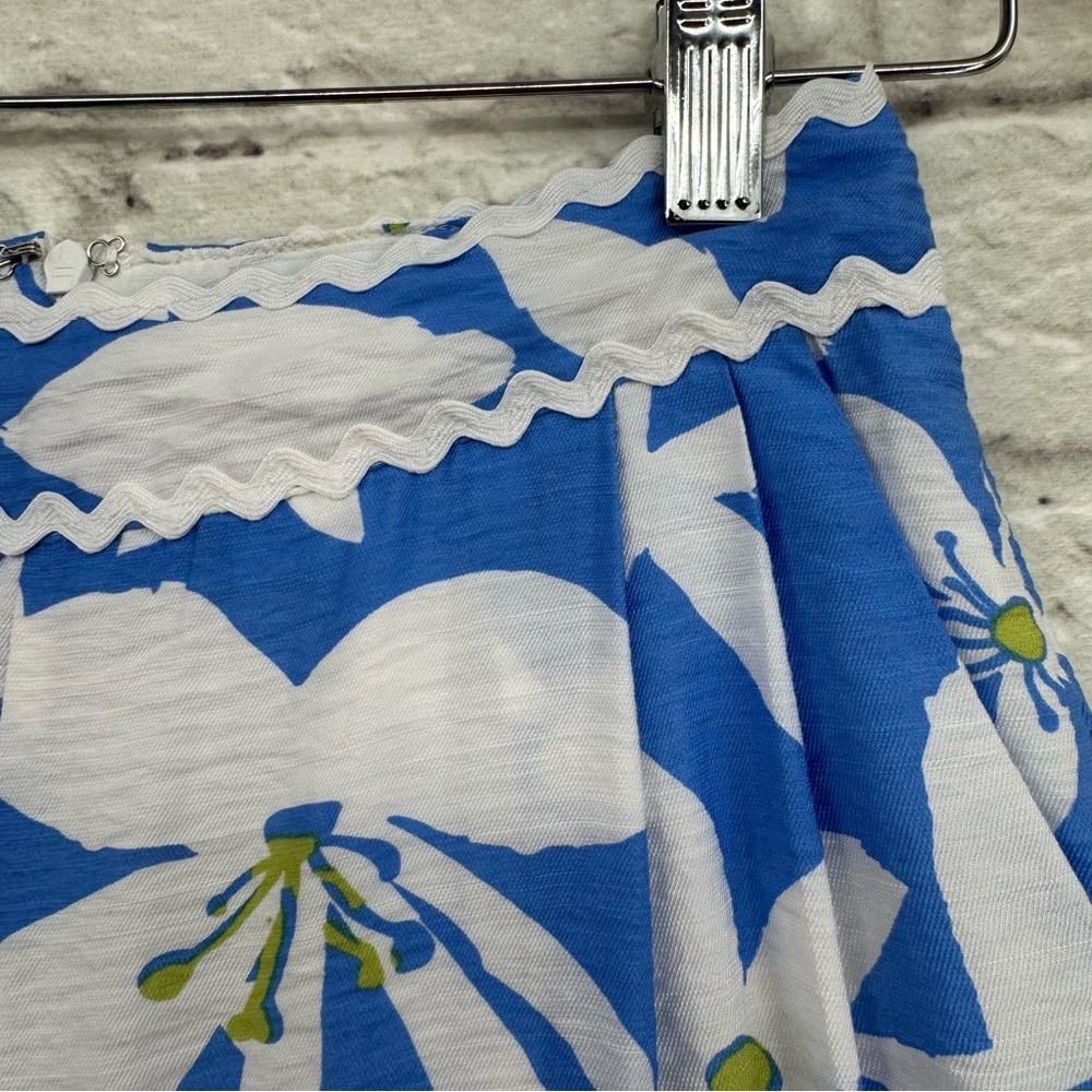 Mable Blue White Floral Wide Leg Crop Pants Beach Vacation Small FLAWED - Picture 2 of 16